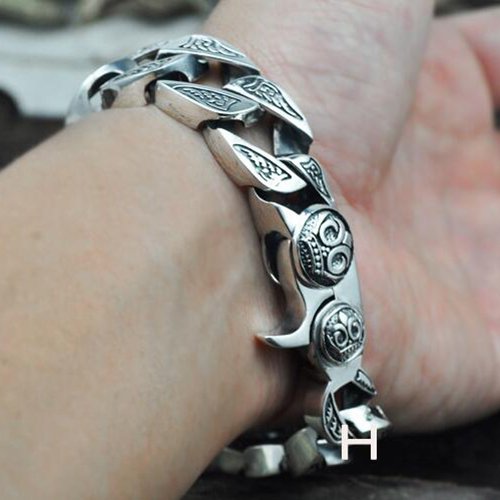 Men's Sterling Silver Chunky Engine Bracelet