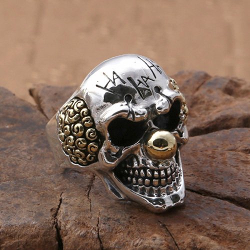 Men's Sterling Silver Clown Skull Ring