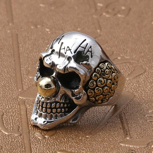 Men's Sterling Silver Clown Skull Ring