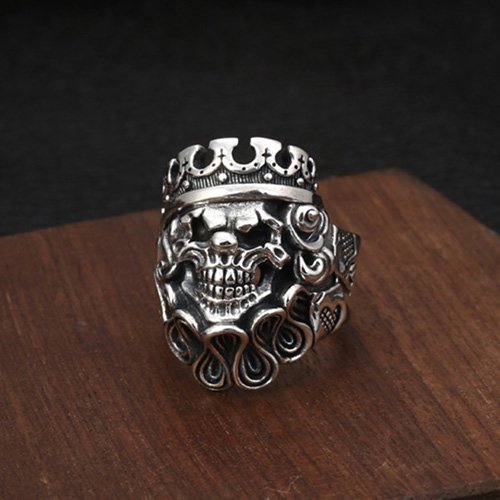 Men's Sterling Silver Clown Skull Ring