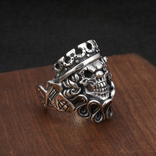 Men's Sterling Silver Clown Skull Ring