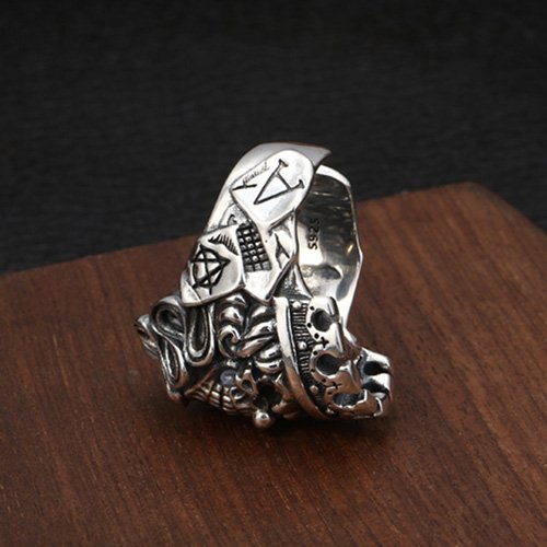 Men's Sterling Silver Clown Skull Ring