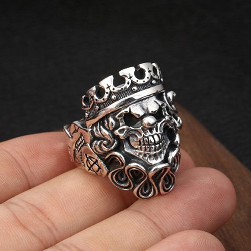 Men's Sterling Silver Clown Skull Ring