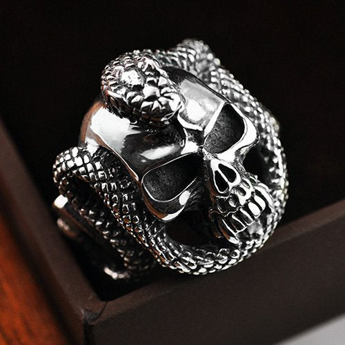 Men's Sterling Silver Cobra Skull Ring