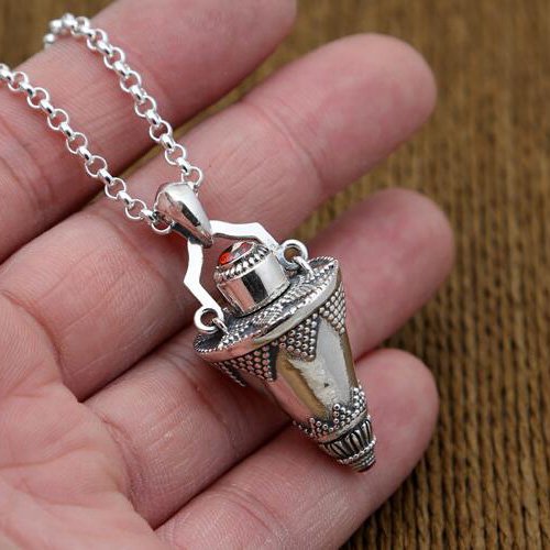 Men's Sterling Silver Cone Gawu Box Necklace