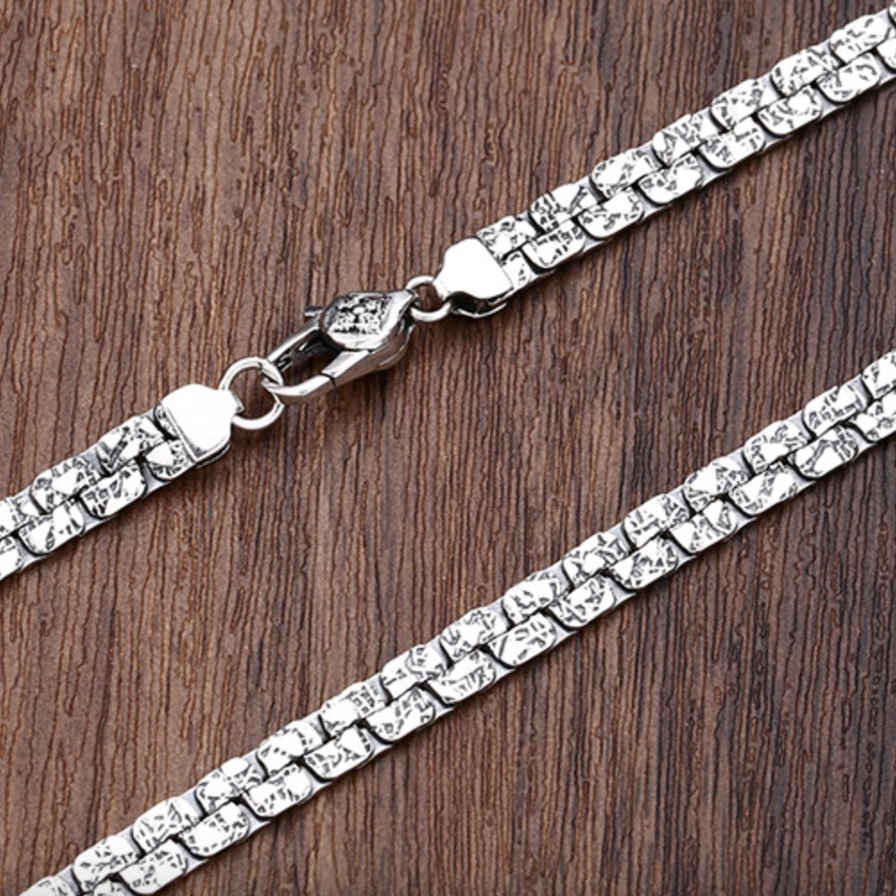 Men's Sterling Silver Craters Pattern Flat Chain