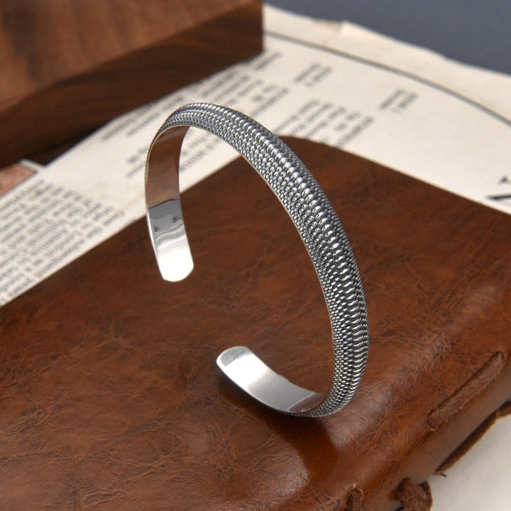 Men's Sterling Silver Crocodile Pattern Cuff Bracelet