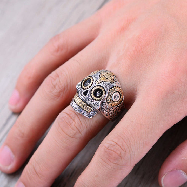 Men's Sterling Silver Sugar Skull Ring