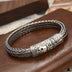Men's Sterling Silver Crowned Skull Clasp Braided Bracelet