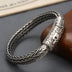 Men's Sterling Silver Crowned Skull Clasp Braided Bracelet