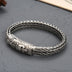 Men's Sterling Silver Crowned Skull Clasp Braided Bracelet