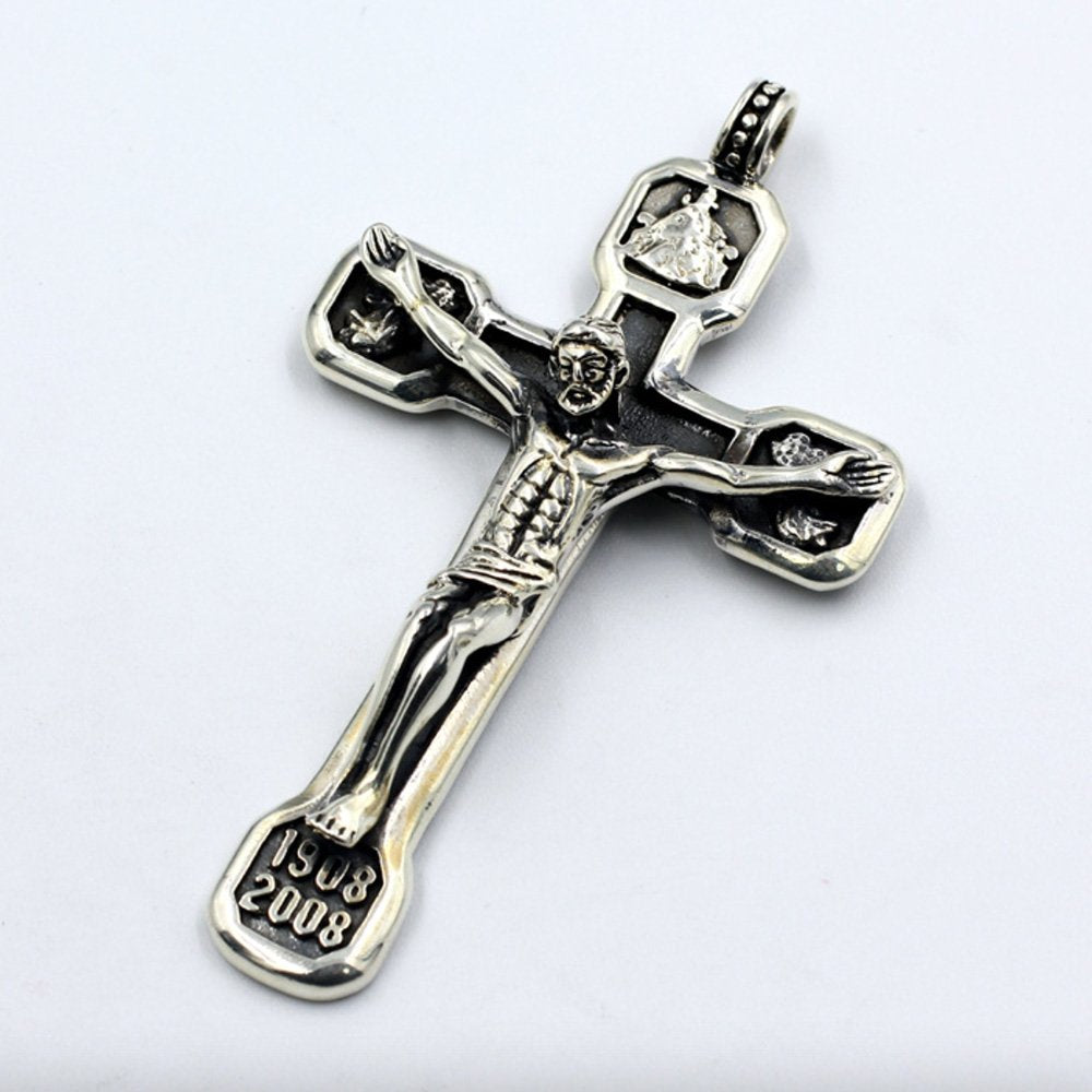 Men's Sterling Silver Crucifix Pendant Necklace