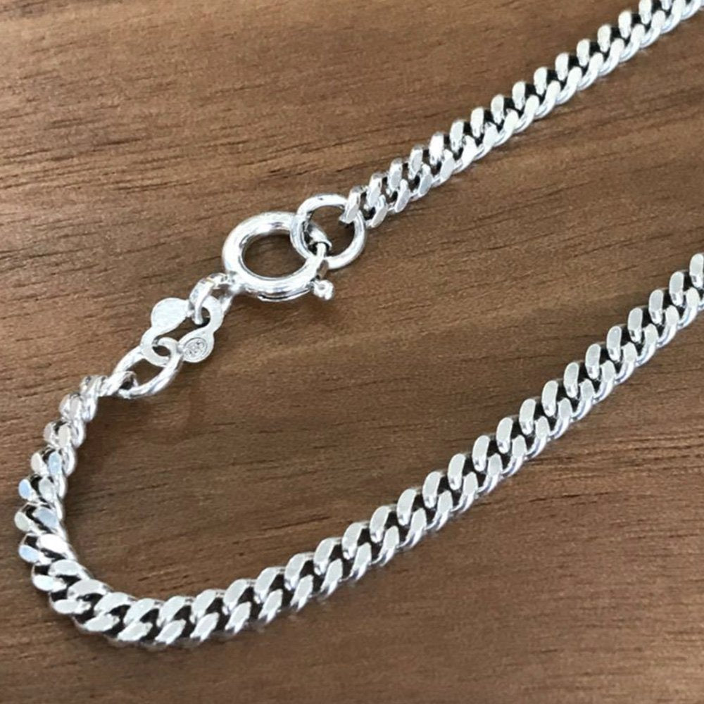 3 mm Men's Sterling Silver Curb Chain 18“-20"