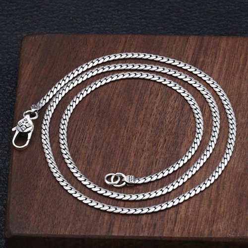 3mm Men's Sterling Silver Curb Chain 20”-28”