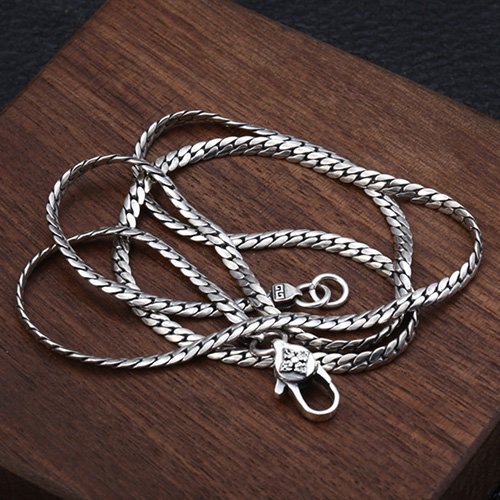 3mm Men's Sterling Silver Curb Chain 20”-28”