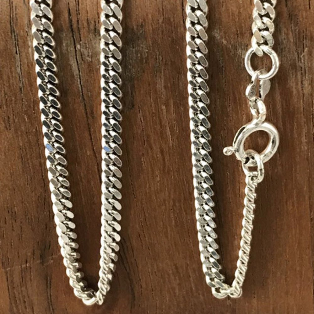 3 mm Men's Sterling Silver Curb Chain 18“-20"