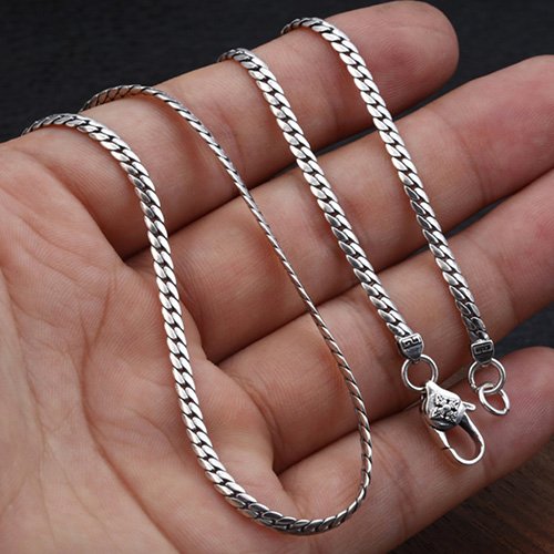 3mm Men's Sterling Silver Curb Chain 20”-28”