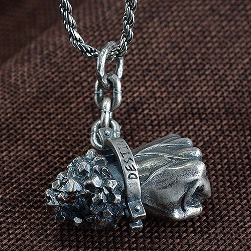 Men's Sterling Silver Destiny Fist Necklace