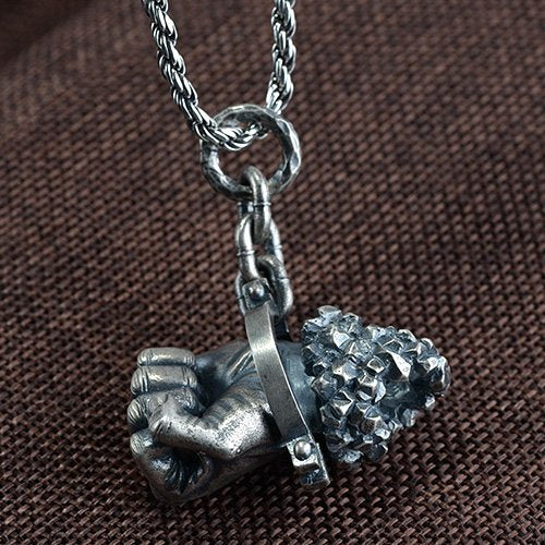 Men's Sterling Silver Destiny Fist Necklace