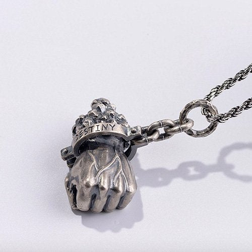 Men's Sterling Silver Destiny Fist Necklace