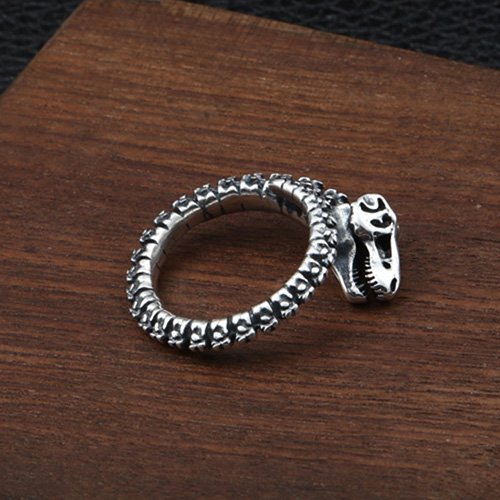 Men's Sterling Silver Dinosaur Skull Ring