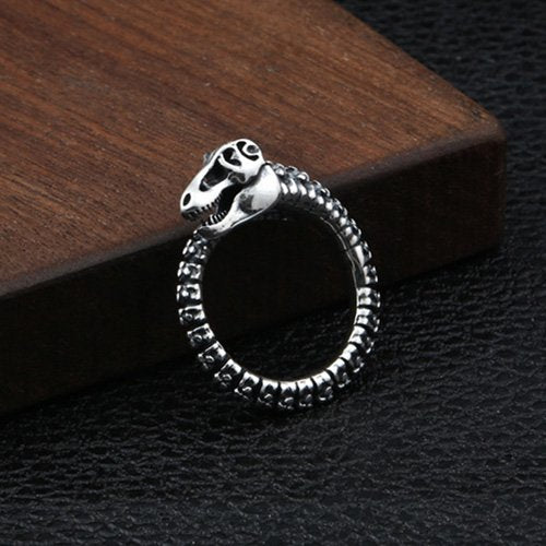 Men's Sterling Silver Dinosaur Skull Ring