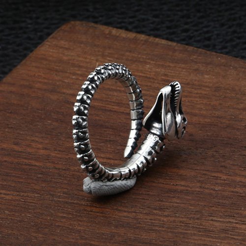 Men's Sterling Silver Dinosaur Skull Ring