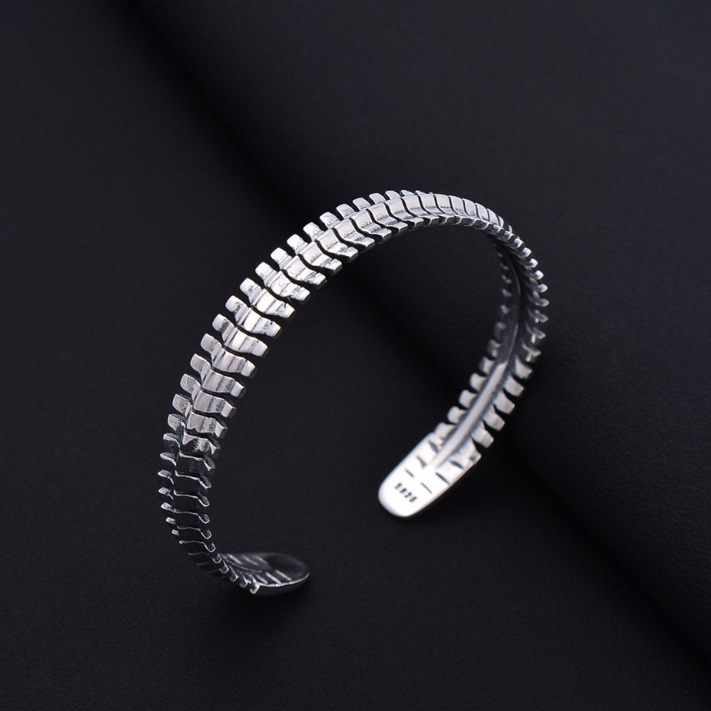 Men's Sterling Silver Dragon Bone Cuff Bracelet