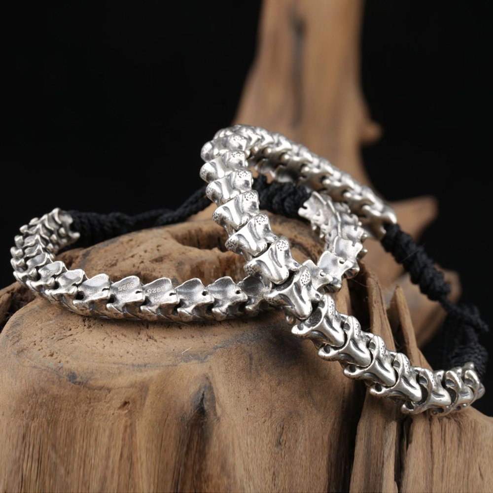 Men's Sterling Silver Dragon Bones Braided Bracelet