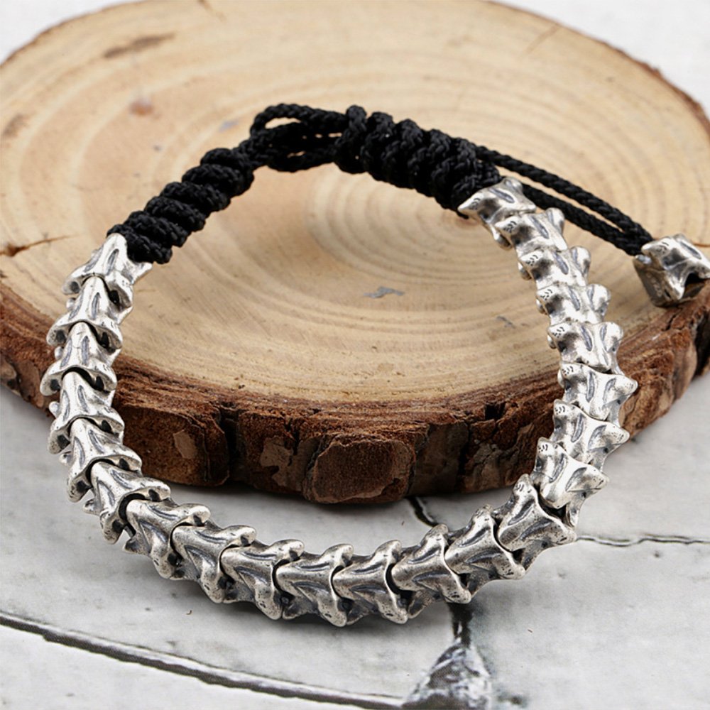 Men's Sterling Silver Dragon Bones Braided Bracelet