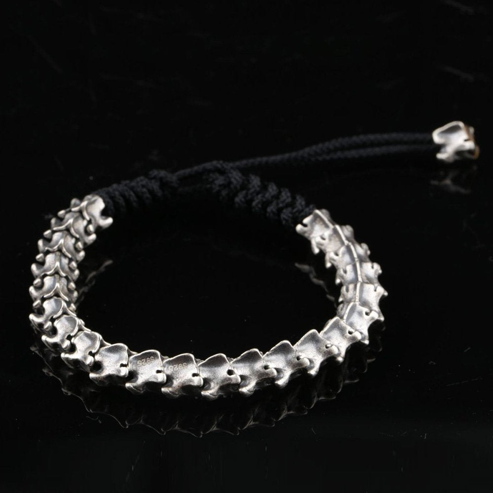 Men's Sterling Silver Dragon Bones Braided Bracelet