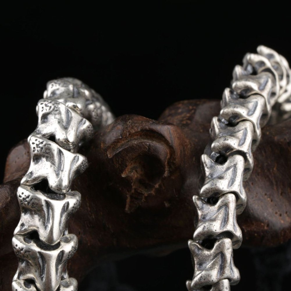 Men's Sterling Silver Dragon Bones Braided Bracelet