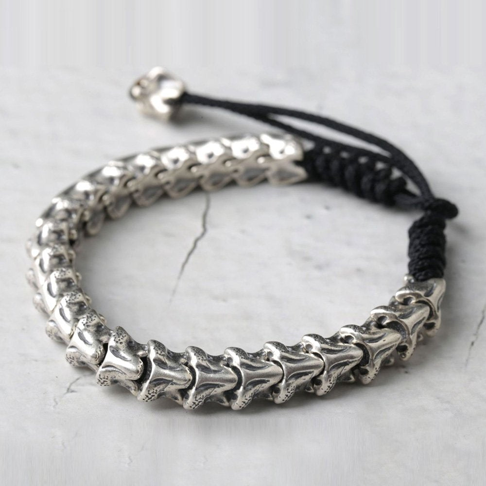 Men's Sterling Silver Dragon Bones Braided Bracelet