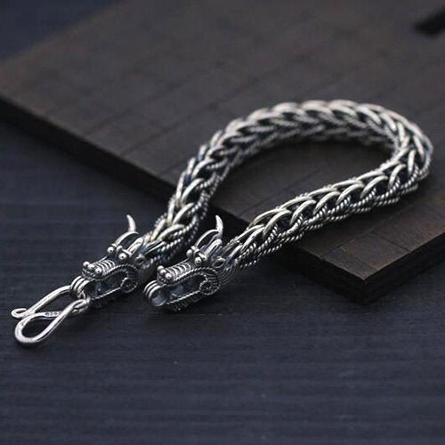 Men's Sterling Silver Dragon Chain Bracelet