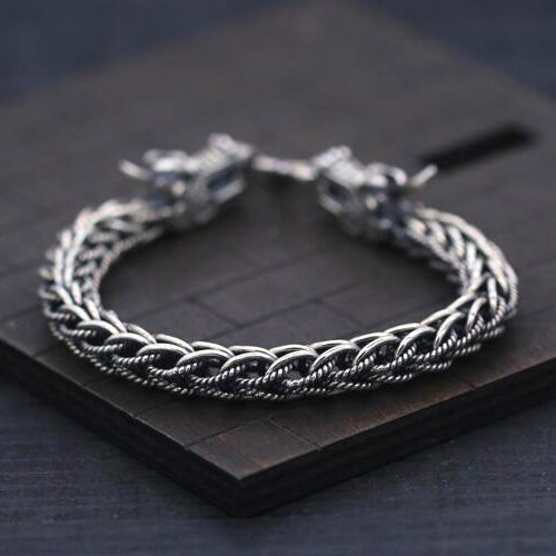 Men's Sterling Silver Dragon Chain Bracelet