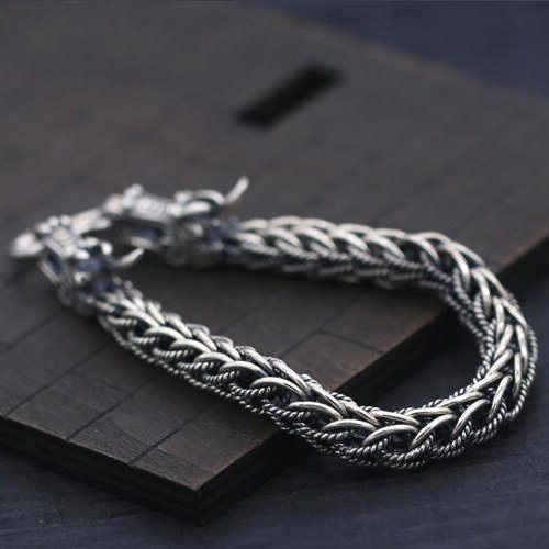 Men's Sterling Silver Dragon Chain Bracelet