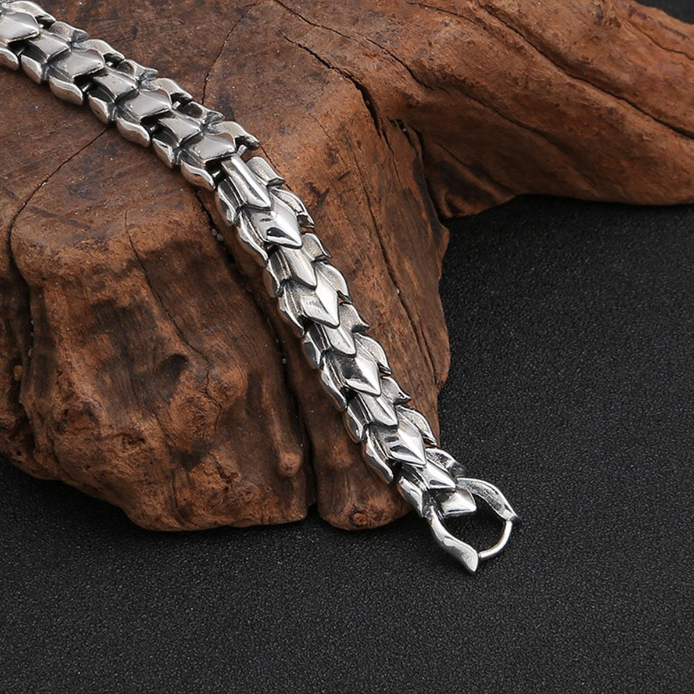 Men's Sterling Silver Dragon Chain Bracelet