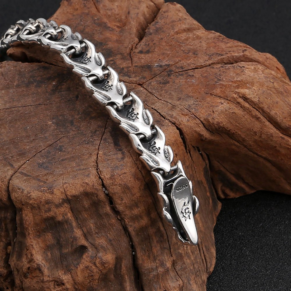 Men's Sterling Silver Dragon Chain Bracelet