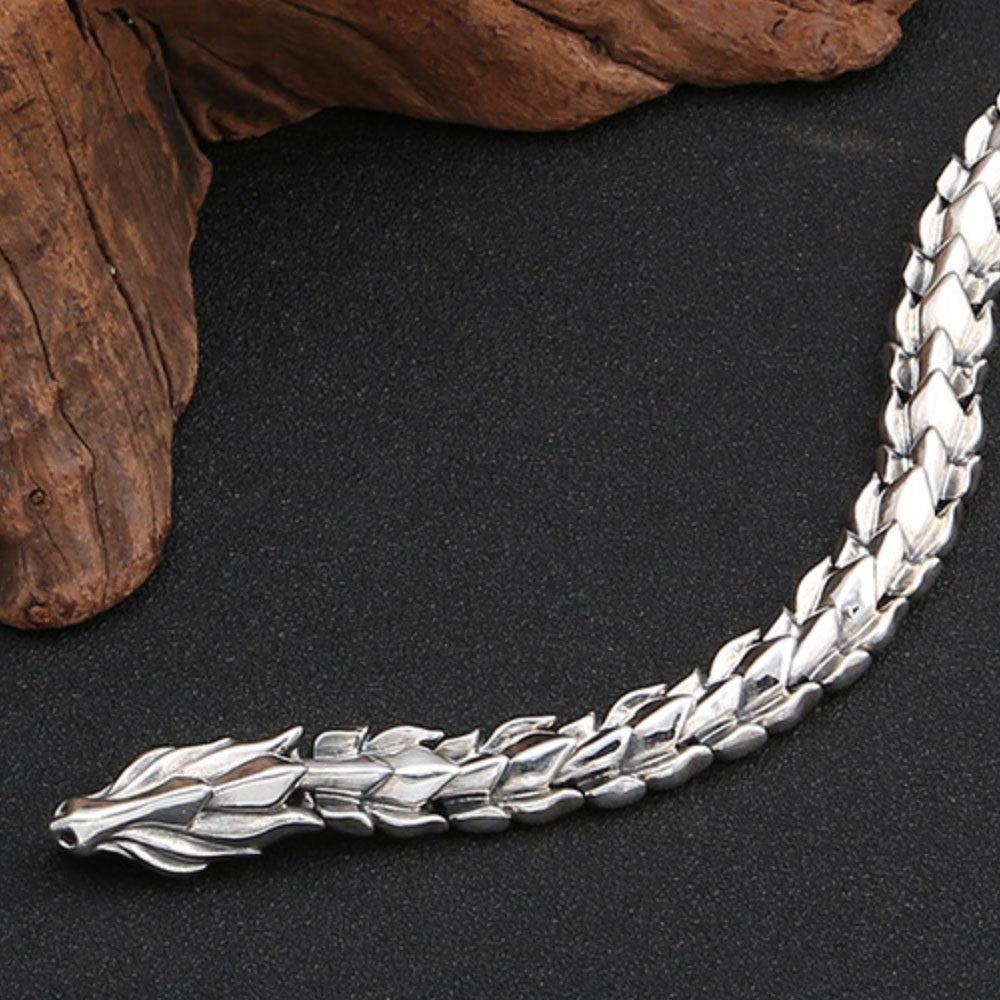 Men's Sterling Silver Dragon Chain Bracelet