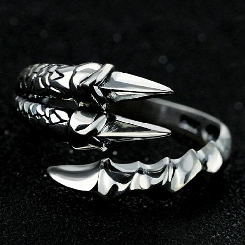 Men's Sterling Silver Dragon Claw Wrap Ring