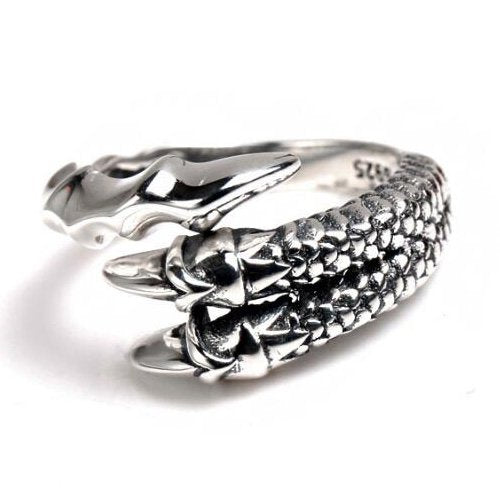 Men's Sterling Silver Dragon Claw Wrap Ring