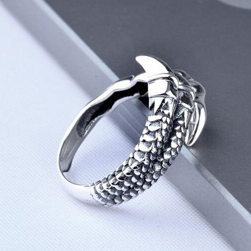 Men's Sterling Silver Dragon Claw Wrap Ring