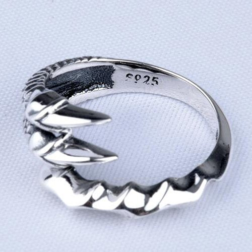 Men's Sterling Silver Dragon Claw Wrap Ring