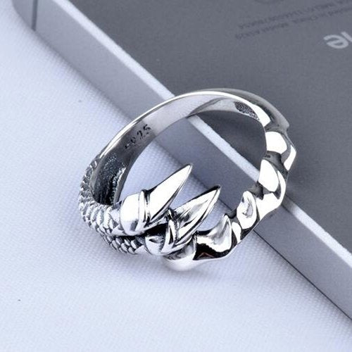 Men's Sterling Silver Dragon Claw Wrap Ring