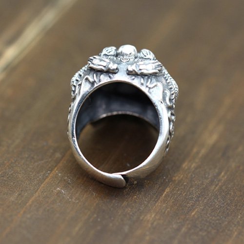 Men's Sterling Silver Dragon Skull Ring