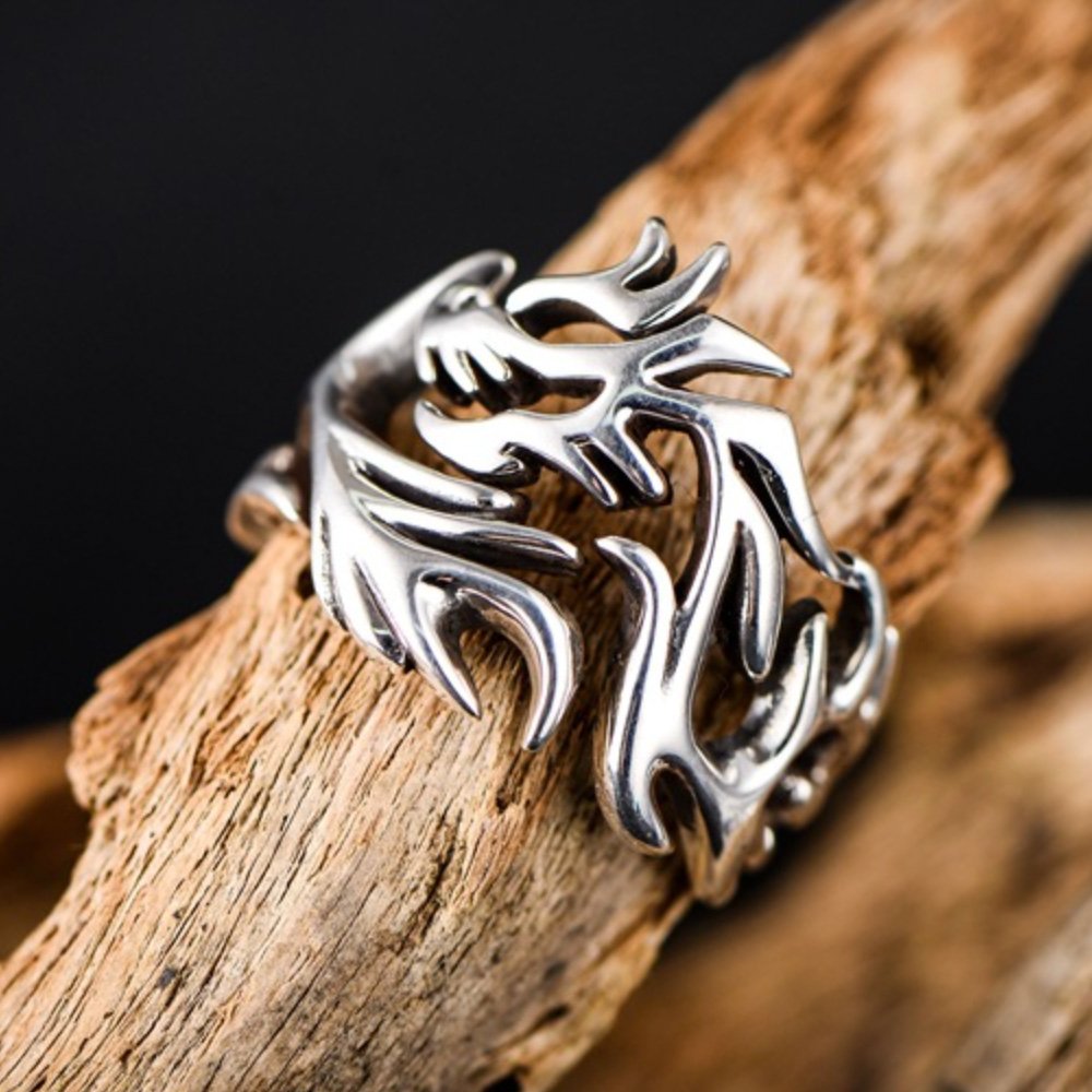 Men's Sterling Silver Dragon Wrap Ring