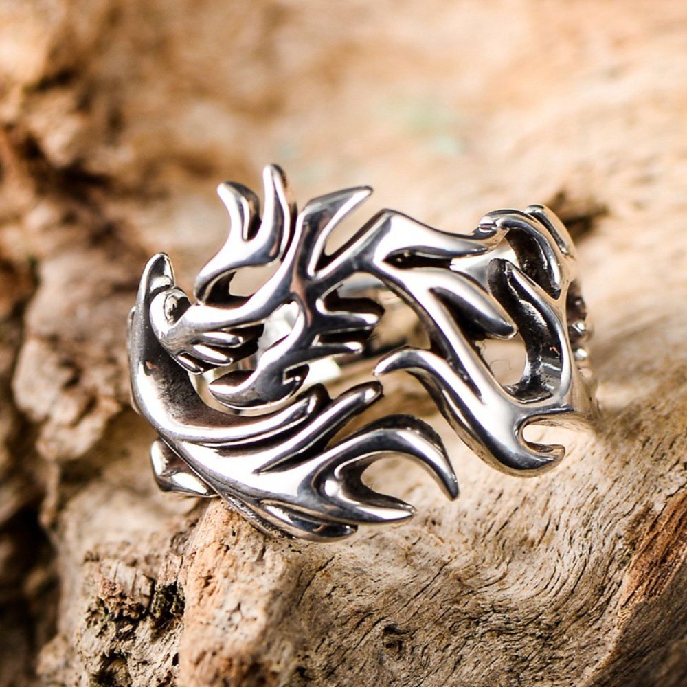 Men's Sterling Silver Dragon Wrap Ring