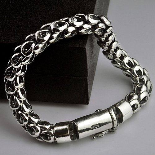 Men's Sterling Silver Dragon Scale Bracelet