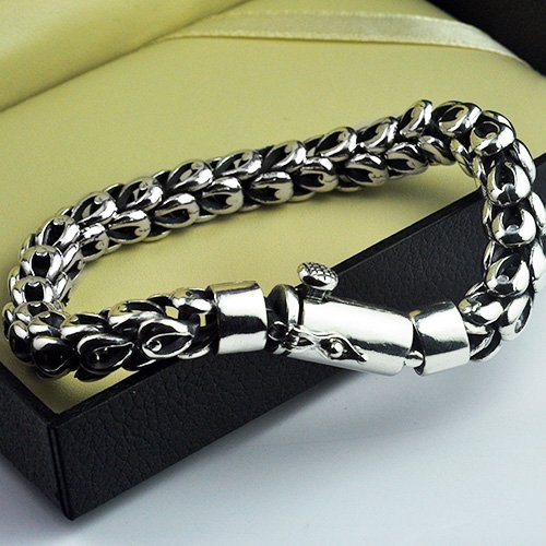 Men's Sterling Silver Dragon Scale Bracelet