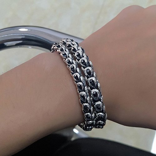 Men's Sterling Silver Dragon Scale Bracelet